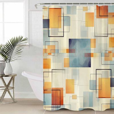Double Love GeometricBathroom Curtain 72 Inch Shower Stall Curtain with Hooks, Waterproof Polyester Bath Curtain Washable Bathtub Curtain Modern Abstract Multi Colored Paintng 36''x 72''