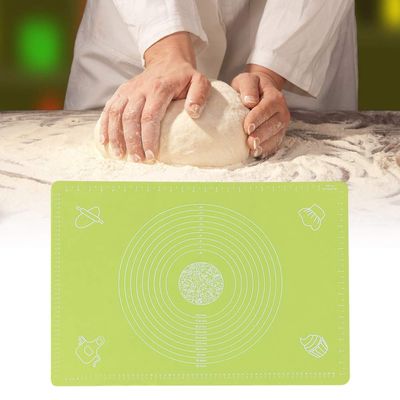 64x45cm Silicone Pastry Mat,Thick Non Stick Baking Mat Non Stick Rolling Dough with Measurements Dough Mat with Scale Baking Tool(green)