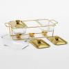 Chafing Dish Buffet Set, Rectangular Stainless Steel Chafers and Buffet Warmers Sets with Trays Pan Lid Frame Stand for Kitchen Party Banquet 3 * 1.5L view 4