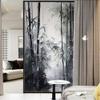 Dunmat Modern Bamboo Stained Glass Window Film Abstract Plants Nature Forest Privacy Window Film Glass Door Covering Self-Adhesive Window Stickers for Bathroom Kitchen 31.5Wx47.2L inch view 3
