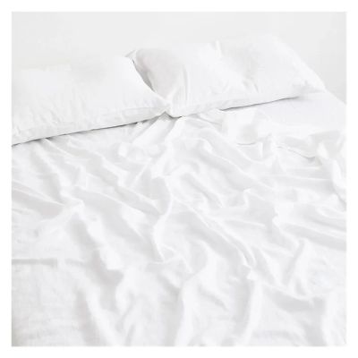 Bed, 100% Linen Sheets 1 PC Natural Flax Bed Washed Solid Color Breathable Durable Soft Farmhouse Bedding Mattress Cover