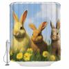 Double Love Country Easter RabbitsBathroom Curtain 72 Inch Shower Curtain with Hooks, Waterproof Polyester Bath Curtain Washable Bathtub Curtain Watercolor Floral Eggs Spring 48''x 72'' view 3
