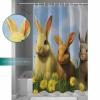 Double Love Country Easter RabbitsBathroom Curtain 72 Inch Shower Curtain with Hooks, Waterproof Polyester Bath Curtain Washable Bathtub Curtain Watercolor Floral Eggs Spring 48''x 72'' view 4