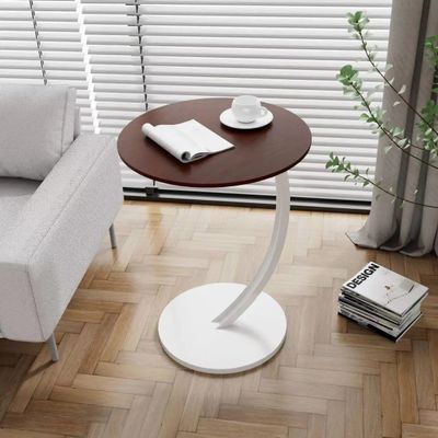 Sleek Nordic Metal Side Table Modern Minimalist Coffee Table for Living & Bedroom Brown/White