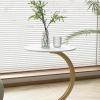 Sleek Nordic Metal Side Table  Modern Minimalist Coffee Table for Living & Bedroom Brown/White view 4