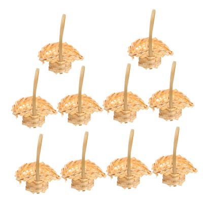10pcs Mini Bamboo Handheld Flower Baskets for Fresh Artificial Flowers