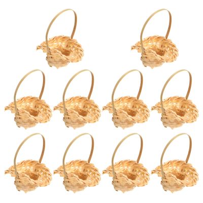POPETPOP Mini Woven Baskets with Handles: 20Pcs Small Wooden Picnic Baskets Small Easter Baskets Empty - Bulk Miniature Baskets for Home Party Favor Decor C