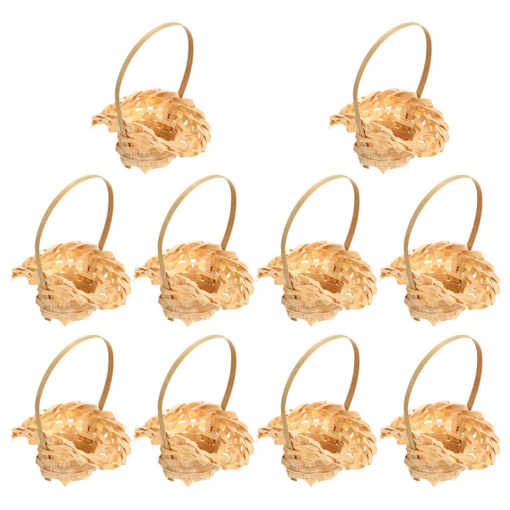 POPETPOP Mini Woven Baskets with Handles: 20Pcs Small Wooden Picnic Baskets Small Easter Baskets Empty - Bulk Miniature Baskets for Home Party Favor Decor C