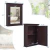 HOMGX Bathroom Mirror Cabinet, Wall Mounted Cabinet with Mirror Door, Adjustable Shef, Round Knob, Space Saving Wood Medicine Cabinet for Kitchen (Brown) view 2