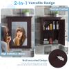 HOMGX Bathroom Mirror Cabinet, Wall Mounted Cabinet with Mirror Door, Adjustable Shef, Round Knob, Space Saving Wood Medicine Cabinet for Kitchen (Brown) view 3