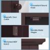 HOMGX Bathroom Mirror Cabinet, Wall Mounted Cabinet with Mirror Door, Adjustable Shef, Round Knob, Space Saving Wood Medicine Cabinet for Kitchen (Brown) view 4