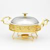 Golden Pattern Chafing Dish Buffet Set, Round Stainless Steel Chafer with Lid for Buffet Weddings Parties Banquets Catering Events, Chafer and Buffet Warmer Set (28Cm) view 2
