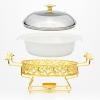 Golden Pattern Chafing Dish Buffet Set, Round Stainless Steel Chafer with Lid for Buffet Weddings Parties Banquets Catering Events, Chafer and Buffet Warmer Set (28Cm) view 4