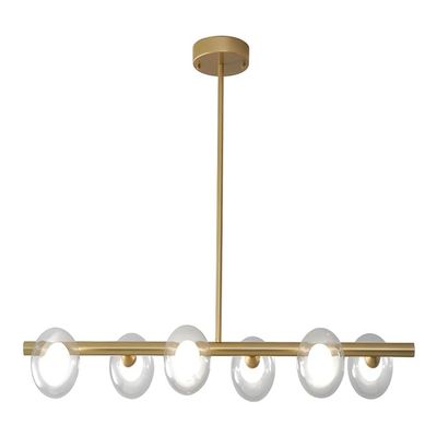 Black Ball Bubble Chandelier - Modern Farmhouse 6-Light Linear Glass Chandelier Compatible with Dining Room, Gold Long Strip Hanging Lamp Compatible with Kitchen, Living Room, Industrial Ceiling Penda