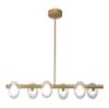 Black Ball Bubble Chandelier - Modern Farmhouse 6-Light Linear Glass Chandelier Compatible with Dining Room, Gold Long Strip Hanging Lamp Compatible with Kitchen, Living Room, Industrial Ceiling Penda view 1