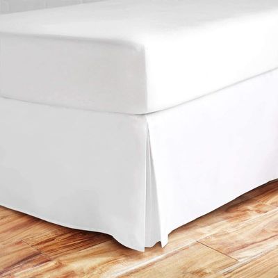 California King Size Bed Skirt White Box Pleated Bedskirt, 16 Drop Length-Crafted from Pure Cotton, 600 Thread Count, with Premium Finish and Split Corner Light Weight
