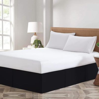 Drona Bedding Full Size Bed Skirt Black Box Pleated Bedskirt, 16 Drop Length-Crafted from Pure Cotton, 600 Thread Count, with Premium Finish and Split Corner Light Weight (54 X 75) Full