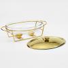 3L Oval Chafing Dish Buffet Set with Glass Pot and Stainless Steel Stand Perfect for Weddings,Parties,Banquets,and Catering Events (Gold) view 2