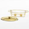 3L Oval Chafing Dish Buffet Set with Glass Pot and Stainless Steel Stand Perfect for Weddings,Parties,Banquets,and Catering Events (Gold) view 3