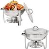 Round Chafing Dish 5 Quart Full Size Stainless Steel Chafer Dish Warmer Set with Food Pan, Water Pan, Fuel Holder and Dome Cover for Catering Party Buffet Warmer view 3