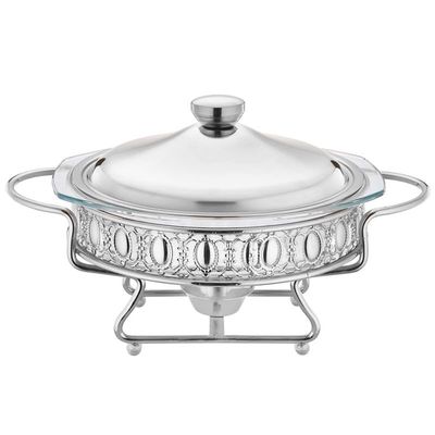 2L Stainless Steel Chafing Dish Buffet Chafer Set Keep Your Food Warm and Ready,Easy to Set Up and Clean,Elegant and Spacious Design Ideal for Parties,Banquets,and Catering Events,Silver (Silver)