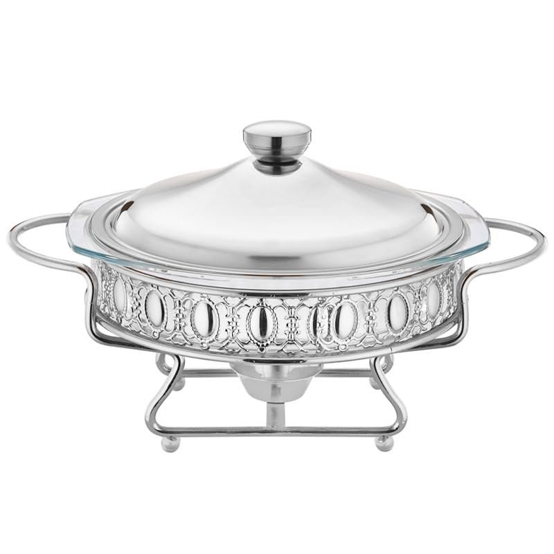 2L Stainless Steel Chafing Dish Buffet Chafer Set Keep Your Food Warm and Ready,Easy to Set Up and Clean,Elegant and Spacious Design Ideal for Parties,Banquets,and Catering Events,Silver (Silver)