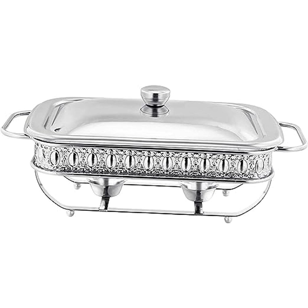 1.5L Rectangular Chafing Dish Buffet Set Stainless Steel Catering Food Warmer for Parties,Weddings,Birthdays Space Saving Storage Easy Maintenance Keep Your Food Fresh (Silver)