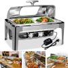 HomeLoft Basics Chafing Dish Buffet Set, Stainless Steel Food Buffet Servers and Warmers with Lid, Catering Food Warmers for Kitchen Party Banquet Dining 9L,Double Grid view 1