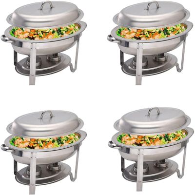 Stainless Steel Chafing Dish,5.5 L Party Catering Buffet Server & Food Warmer Set with Fuel Holders,Lid & Food Pan Ideal for Events 1/2/4 Packs Available (4 Pack)