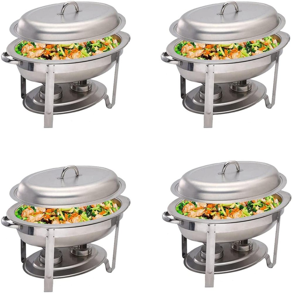 Stainless Steel Chafing Dish,5.5 L Party Catering Buffet Server & Food Warmer Set with Fuel Holders,Lid & Food Pan Ideal for Events 1/2/4 Packs Available (4 Pack)