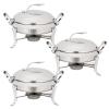 3L Chafing Dish Set,Full Size Stainless Steel Round Buffet Server with Pans,Lid and Fuel Holders,for Catering Party Wedding Dinner Food Warmer (Silver 3 Pack) view 1