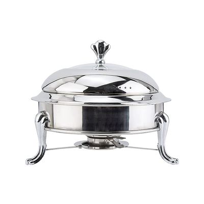 Stainless Steel Chafing Dish, Round Buffet Warmer Chafer Set with Lid and Fuel Holder for Catering Buffet Warmer Tray Kitchen Party Dining (Silver 26Cm)