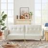 Anwick Velvet Convertible Futon Sofa Bed, Memory Foam Futon Couch Sleeper Sofa, Modern Loveseat Sofa with Adjustable Backrest and Armrests for Home Living Room Office (Beige-2) view 1