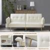 Anwick Velvet Convertible Futon Sofa Bed, Memory Foam Futon Couch Sleeper Sofa, Modern Loveseat Sofa with Adjustable Backrest and Armrests for Home Living Room Office (Beige-2) view 4