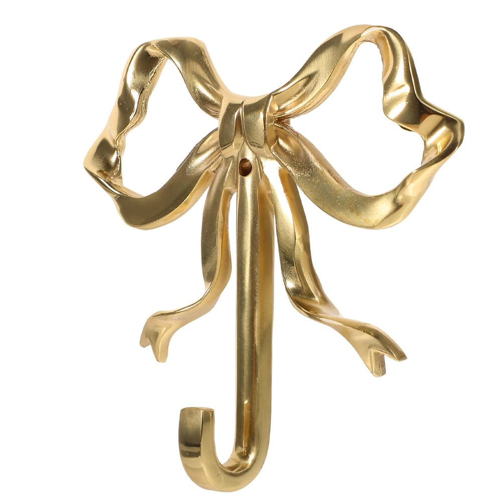 Ciieeo Brass Bow Wall Hooks Gold Bow Knot Coat Hook Towel Hook Decorative Wall-Mounted Storage for Home Kitchen Bathroom 2.64X2.52X0.59 Inches