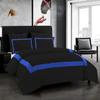OnlineChoiceSheet 1 Piece Luxury Full Black and Royal Blue Border Line Pattern Closer Duvet Cover 100% Egyptian Cotton, 1000 Thread Count (King/Cal King -Size) view 1