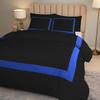OnlineChoiceSheet 1 Piece Luxury Full Black and Royal Blue Border Line Pattern Closer Duvet Cover 100% Egyptian Cotton, 1000 Thread Count (King/Cal King -Size) view 4