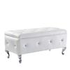 SOFTSEA Modern Silvery Legs Storage Ottoman,Flip Top Upholstered Ottoman Bench,Faux Leather End of Bed Footrest with Crystal Buttons for Living Room view 1