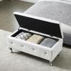 SOFTSEA Modern Silvery Legs Storage Ottoman,Flip Top Upholstered Ottoman Bench,Faux Leather End of Bed Footrest with Crystal Buttons for Living Room view 2
