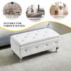 SOFTSEA Modern Silvery Legs Storage Ottoman,Flip Top Upholstered Ottoman Bench,Faux Leather End of Bed Footrest with Crystal Buttons for Living Room view 4