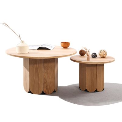 Round Coffee Table for Small Space, Petal-Type Base End Table, Side Table Corner Sofa Table for Living Room, Bedroom(C)