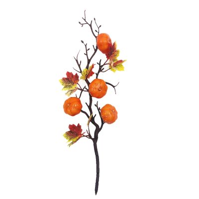 Ddewing Artificial Maple Leaf Pumpkin Branch Fall Stems Artificial Picks Fall Picks with Pumpkin Maple Leaves Branches for Thanksgiving Harvest Festival Halloween Home Decor (#16 5PCS)