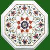 13 x 13 Inches Octagon Shape White Marble Coffee Table Top Multi Precious Stone Inlay Work Side Table from Indian Ancient Art and Crafts view 1