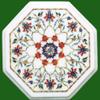 13 x 13 Inches Octagon Shape White Marble Coffee Table Top Multi Precious Stone Inlay Work Side Table from Indian Ancient Art and Crafts view 2
