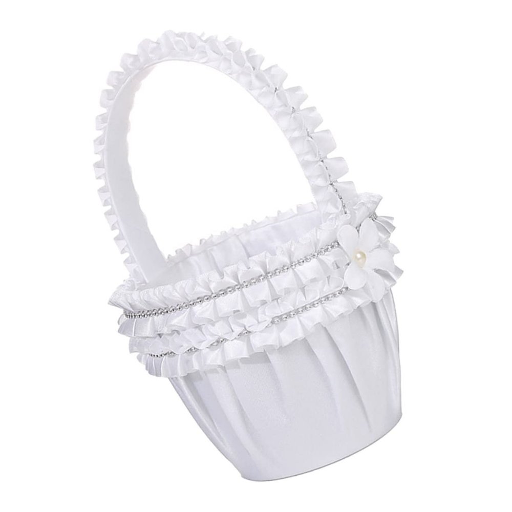 OFFSCH Girl Basket Pearl Inlay for Weddings Bridal Showers and Special Events Delicate Petal Collection Decor for Girls for Wedding Parties and Celebrations