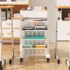 BXKCFYBSQ 5/6 Tier Mobile Bookshelf with Wheels Multi-Tier Capacity Rotatable Removable Plastic Practical Rolling Organizer Suitable for Narrow Spaces (Size : 39x19x64.5cm) view 1