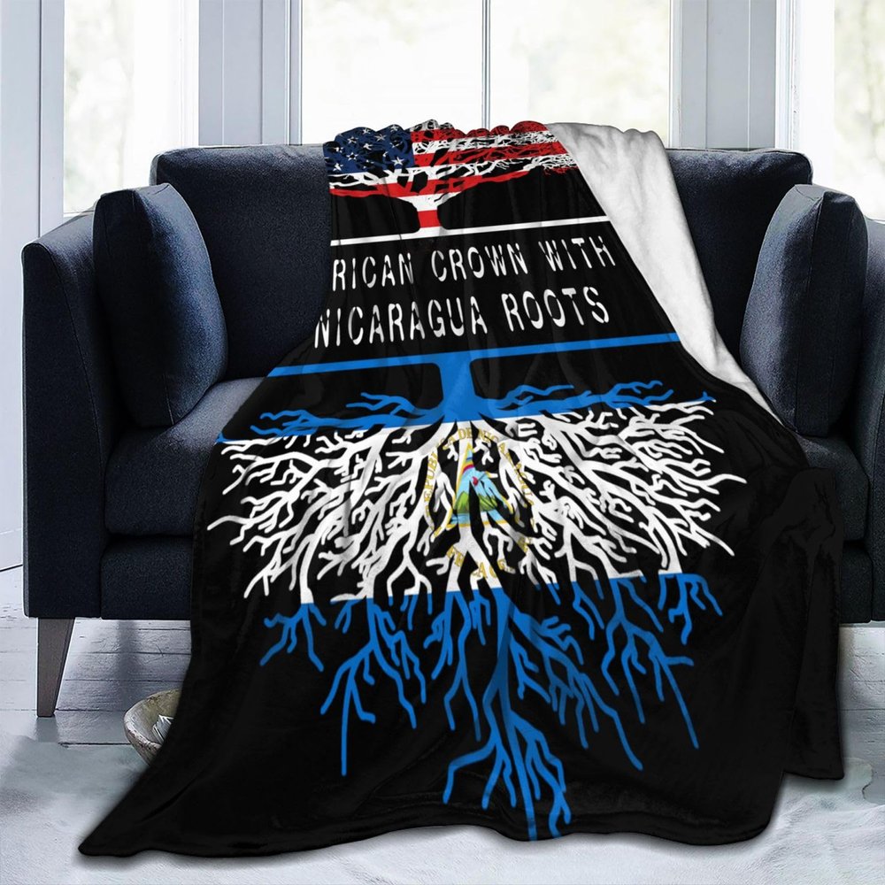 American Crown with Nicaragua Roots Ultra-Soft Micro Fleece Blanket, Breathable, Lightweight Comfortable Throw Blanket Cozy Bed Throws All Seasons 80"x60"inch