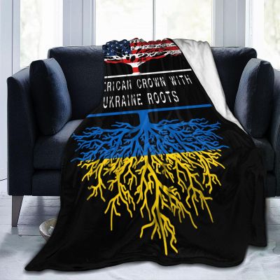 American Crown with Ukraine Roots Ultra-Soft Micro Fleece Blanket, Breathable, Lightweight Comfortable Throw Blanket Cozy Bed Throws All Seasons 80"x60"inch