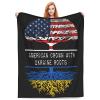 American Crown with Ukraine Roots Ultra-Soft Micro Fleece Blanket, Breathable, Lightweight Comfortable Throw Blanket Cozy Bed Throws All Seasons 80"x60"inch view 3
