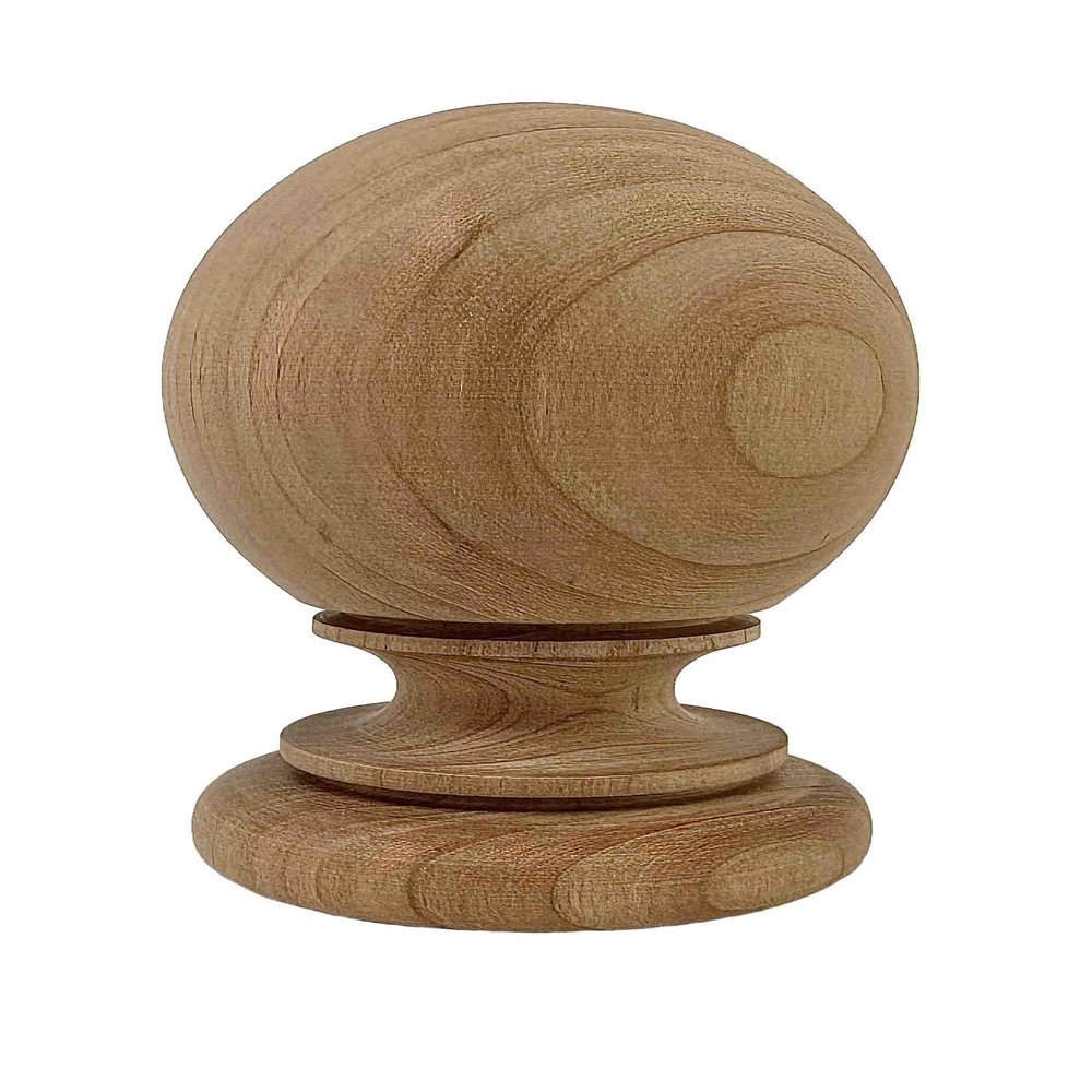 Highland Manor Wood Products Small Kline Ball Finial - 5 1/2" Tall x 3 3/4" Wide - Unfinished Round Wooden Finial for Indoor Use - Perfect for Staircases or Bed Posts - (1 Finial) (Cherry)